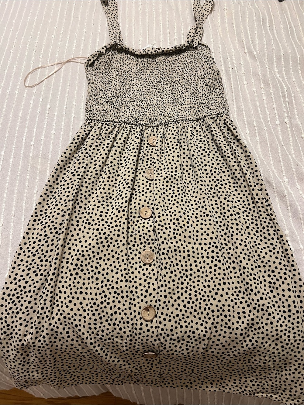 Pink Rose Ivory Midi Sundress with Black Dot Print